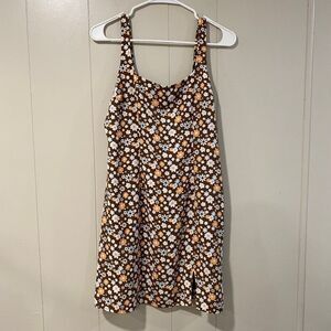 Hollister Brown Floral Mini Dress Y2K Cottagecore Sleeveless Size M